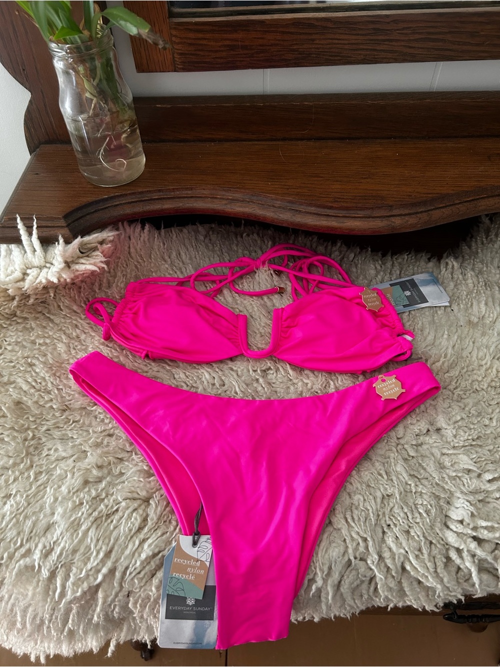 Everyday Sunday Hot Pink Strappy Bikini Set